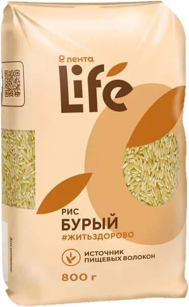 Рис бурый ЛЕНТА LIFE, 800г