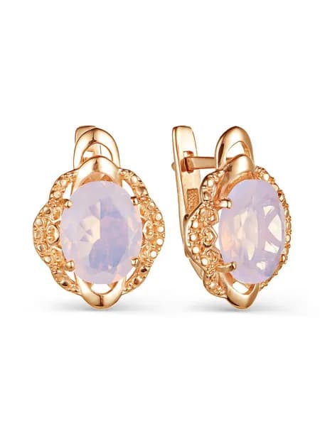 Серьги с Розовым Кварцем Костромской завод