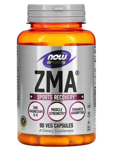 ZMA спортивное питание для тестостерона NOW комплекс витаминов ЗМА для мужчин с магнием, цинком и витамином B6, 90 капсул