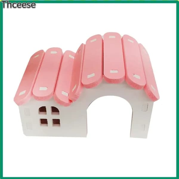 Уютный домик для хомяков, из PVC, компактный, для мелких грызунов Коттедж розового цвета