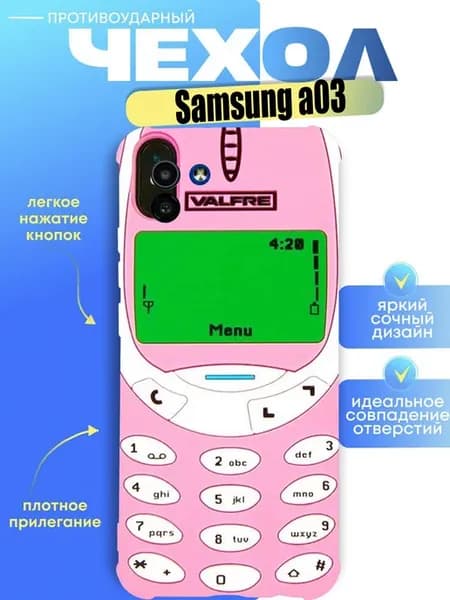 Чехол на samsung a03 с принтом телефон нокиа