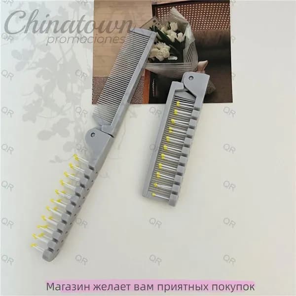 Расческа массажная + гребень для волос складная, маленькая расческа складная