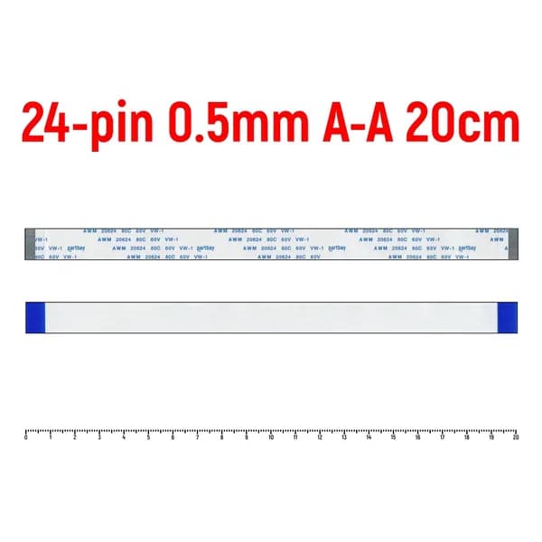 Шлейф FFC 24-pin Шаг 0.5mm Длина 20cm Прямой A-A AWM 20624 80C 60V VW-1