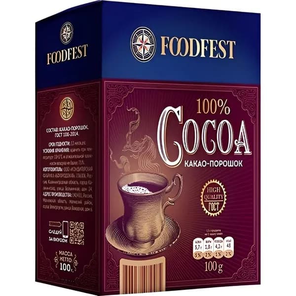 Какао-порошок "FOODFEST" 100 гр. 4 уп.