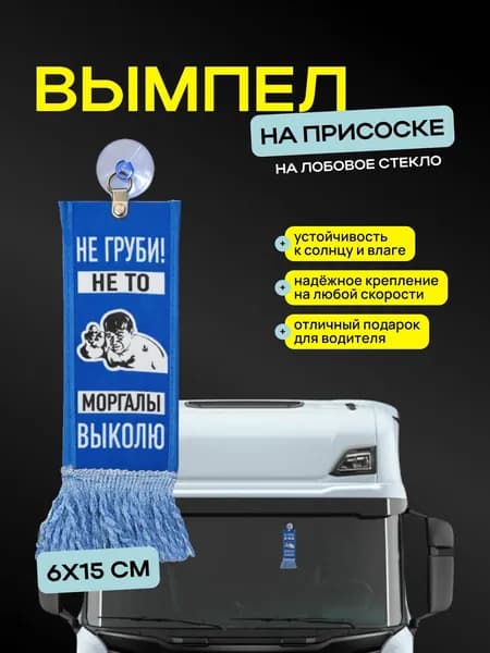 Вымпел "Не груби!" размер 6х15см, двусторонний, голубая бахрома