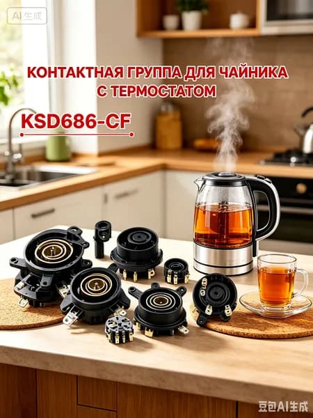 Контактная группа с термостатом для электрического чайника, модели KSD686-CF и KSD585-CF, восстановление работы техники