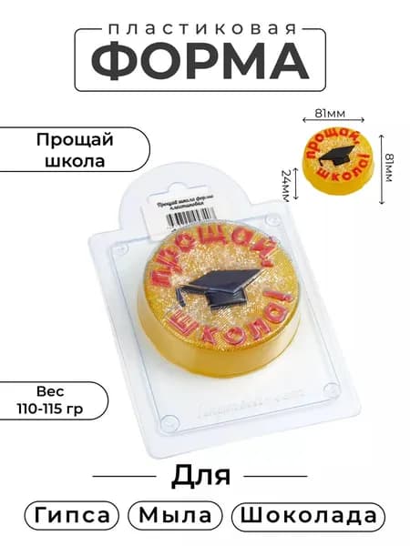 Прощай школа - формочка пластиковая для изготовления мыла, шоколада и гипсовых отливок