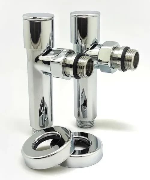 Кран / вентиль для полотенцесушителя угловой 1/2"x1/2" Ш/Ш TIM KV01-LMM022 хром (пара)