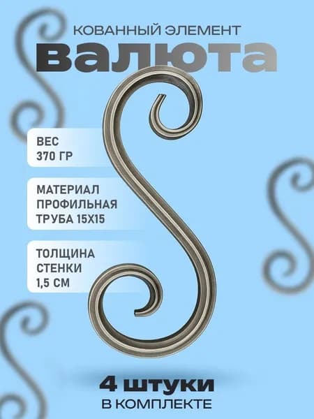 Кованые элементы "Валюта"(4 шт), Вензель, узоры для ворот.