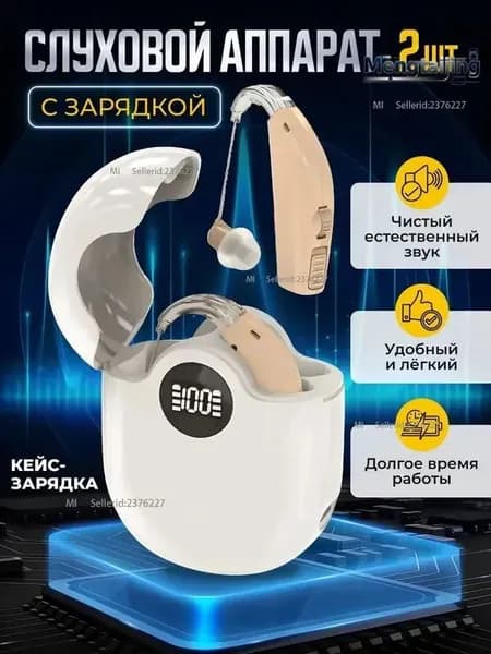 Слуховой аппарат заушный, цифровой усилитель слуха для пожилых и взрослых людей