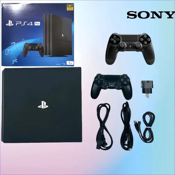 Эксклюзивная игровая приставка Sony Playstation 4 Pro на 1TB с двумя контроллерами, в абсолютно новой оригинальной упаковке