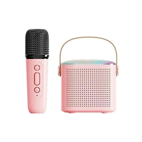 Портативная Bluetooth-колонка с микрофоном Y1, RGB-подсветка, версия 5.3, розовая