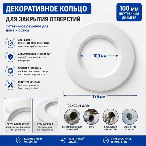 Фланец настенный, накладка на трубу декоративная d100 для дымохода - 1 шт