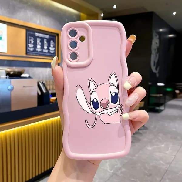 Чехол на Самсунг галакси Samsung A54 Пара стежков ангела"Stitch" Корпус телефона с волновой рамкой защищен от сбрасывания