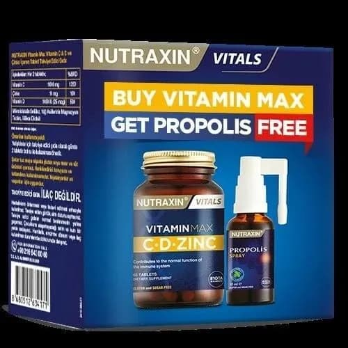 Nutraxin Vitamin Max C-D-Zinc 60 таблеток + Прополис спрей 30 мл
