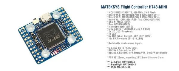Полетный контроллер Matek H743-MINI V3