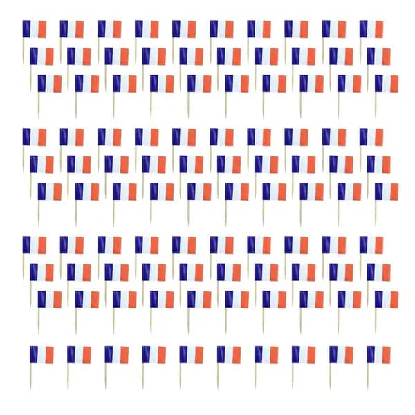Зубочистки-флаги для тортов и кексов, 100 шт., - Франция