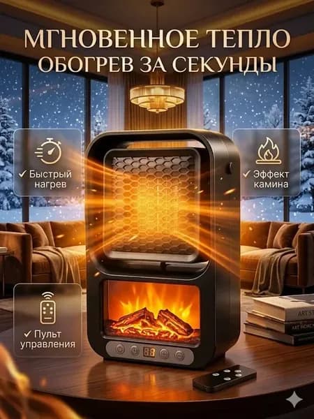 Мини обогреватель для дома с эффектом камина