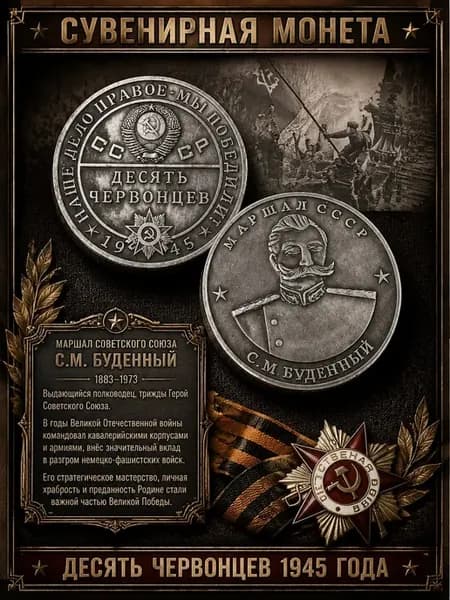 Сувенирная монета СССР Буденный