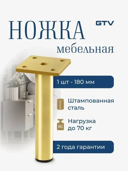 Ножки для мебели металлические 18 см 1 шт золото
