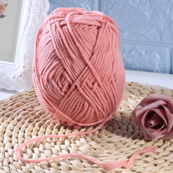 Пряжа из молочного хлопка розовая, 50 г, для вязания и рукоделия