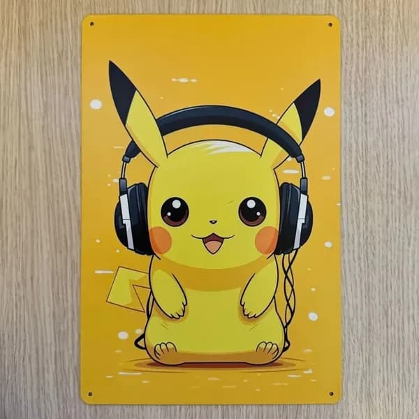 Табличка металлическая интерьерная Арт Покемон Пикачу Art Pokemon Pikachu