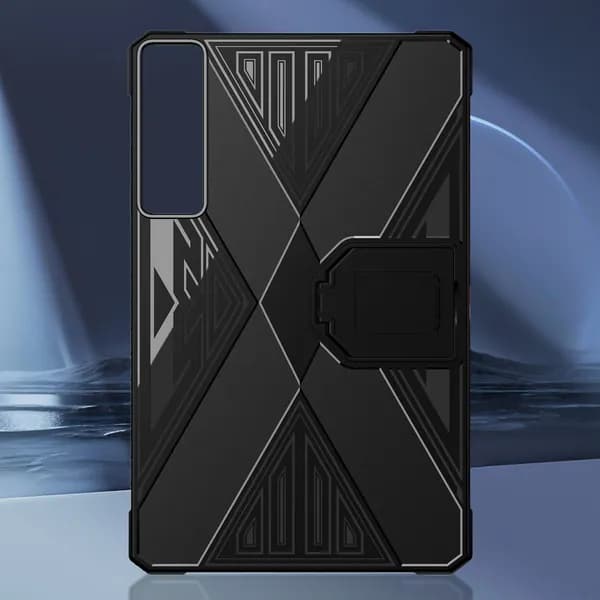 Чехол-подставка TPU для Lenovo Legion Y700 5th (2026), чёрный, противоударный, с X-образным рисунком