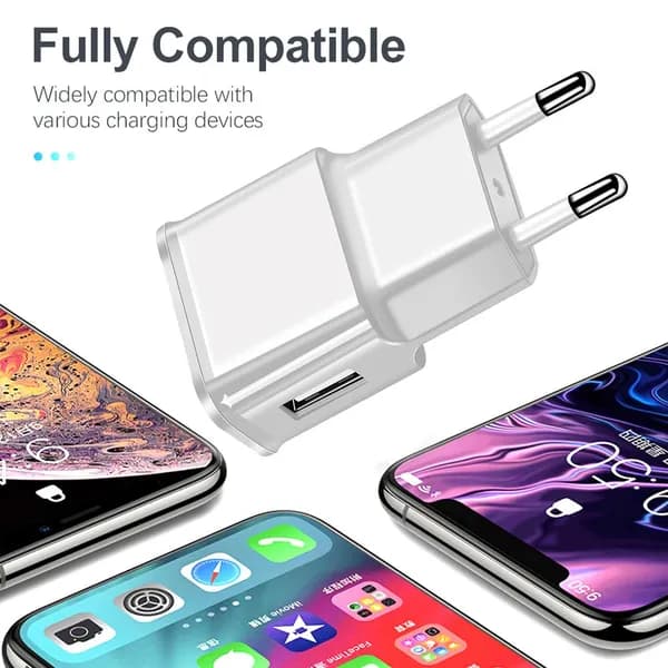 USB-зарядное устройство для ЕС, белое, 5 В, 1 А