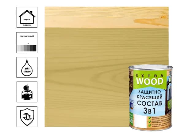 Состав защитно-красящий Farbitex Wood Extra Карелия 3в1 для древесины, тик, 0.75 л