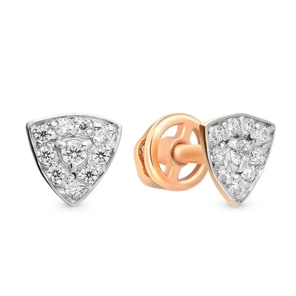 Серьги женские с фианитами из красного золота 585 пробы 585GOLD