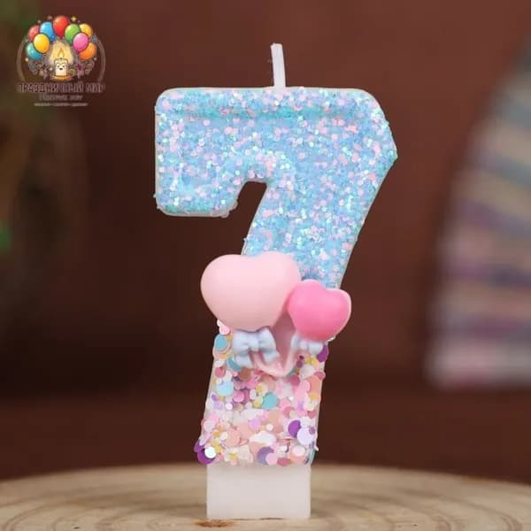 Свечи для торта цифра 7 "Без отдушки", 7.5 см х 4 см, 1 шт
