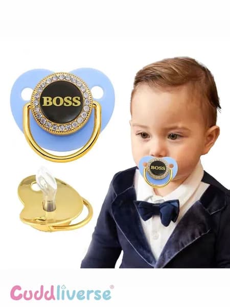 Пустышка BOSS baby с пылезащитным чехлом, блестящая ромбовидная форма, силиконовый материал, подарок на день рождения