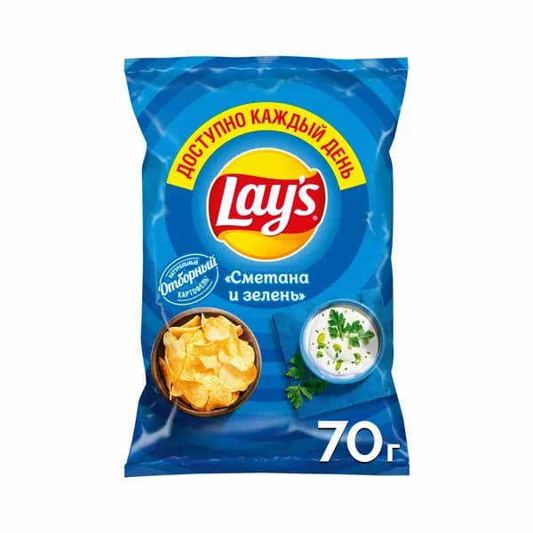 Чипсы картофельные Lay's со вкусом сметаны и зелени, 70 г