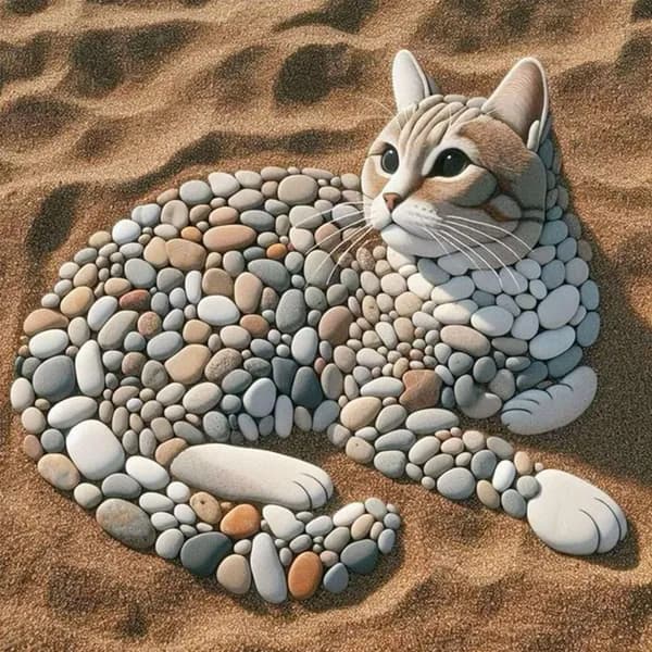 Диамантная вышивка Кот в абстракции 40 40 см, 5D, с резиновыми стразами и холстом