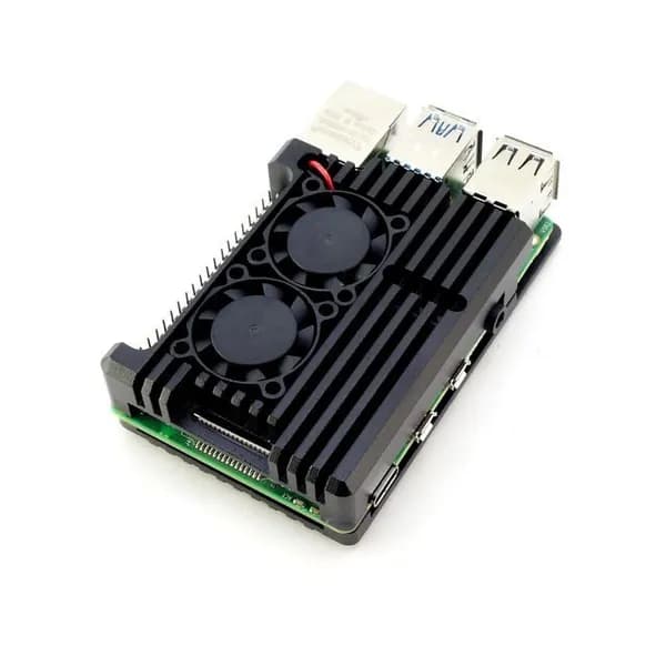 Алюминиевый открытый корпус для Raspberry Pi 4 с двумя вентиляторами