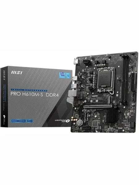 Материнская плата MSI PRO H610M-S DDR4 черный, microATX (mATX), сокет LGA 1700, 2 слота DDR4