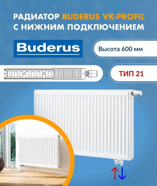 Панельный радиатор Buderus Logatrend VK-Profil 21/600/800 7724114608AF. Товар уцененный