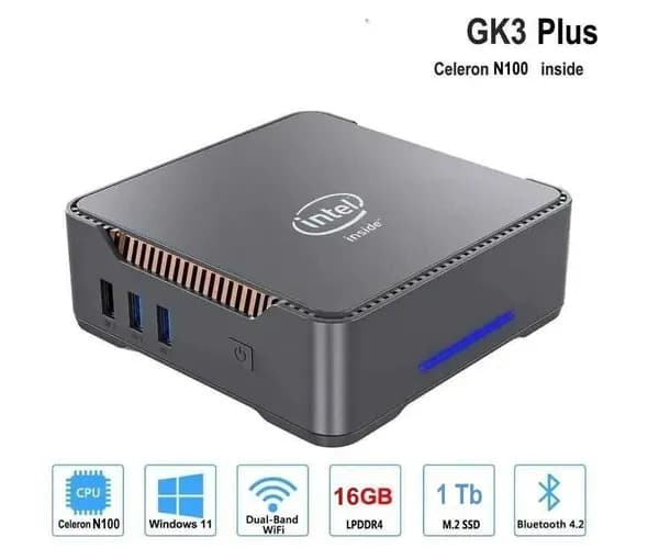SZBOX Мини-ПК (Intel Processor N100, RAM 16 ГБ, SSD 1000 ГБ, Intel UHD Graphics, Windows), серый