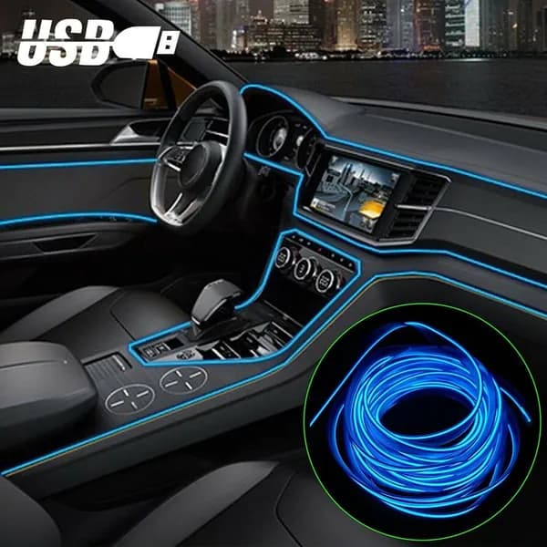 Аксессуары Для Декоративных Ламп 6.6ФУТОВ Auto Car Interior Wire Strip Light LED