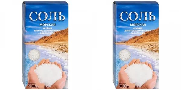 Ваше здоровье Соль морская пищевая крупная коробка 900 гр, 2шт.