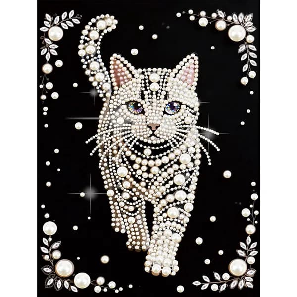 DIY-картина с жемчужинами Кот на холсте 30 40 см без рамы
