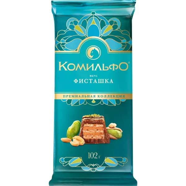 Комильфо молочный и белый шоколад со вкусом фисташки, 102 г
