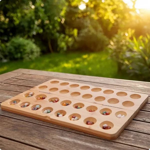 Развивающая игра "Манкала" из сосны с камнями для детей S Хаски
