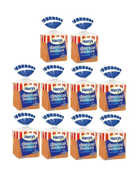 Хлеб пшеничный Harry's American Sandwich для сандвичей и тостов нарезка, 470 г x 10 пачек