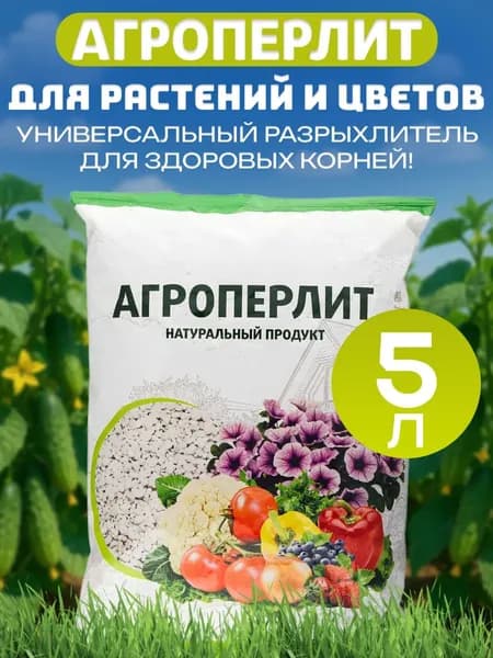Лучший перлит для растений агроперлит разрыхлитель почвы, для рассады и комнатных растений 5 л крупная фракция