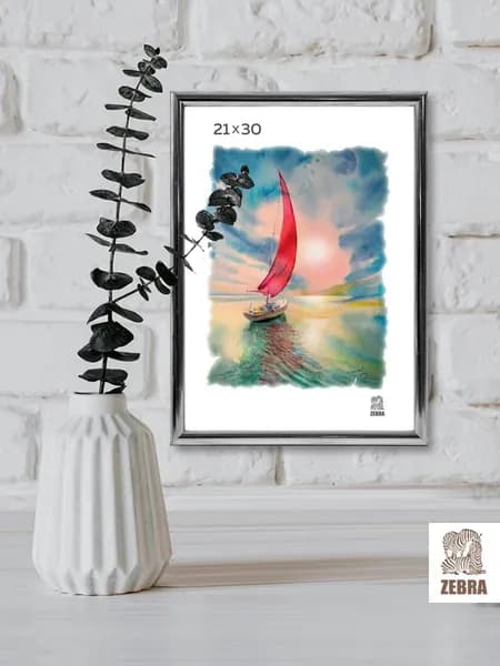 Фоторамка 21х30 А4 пластиковая, серебро, 1 шт