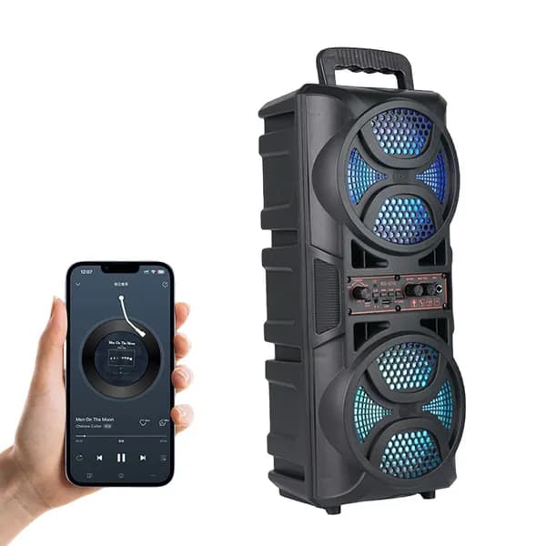Портативная Bluetooth-колонка с двумя 6,5 динамиками, RGB-подсветкой и аккумулятором