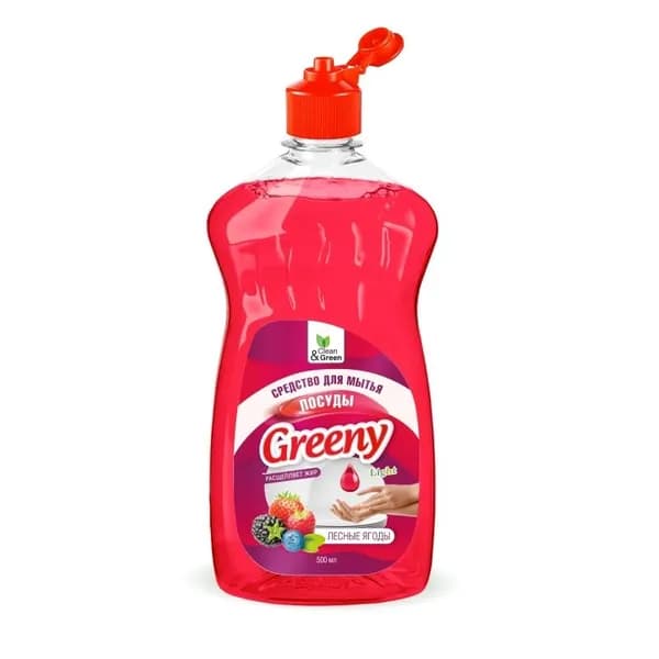 Средство для мытья посуды "Greeny" Light 500 мл. Лесные ягоды Clean&Green CG8155