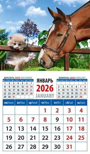 Календарь 2026 г., Магнитный