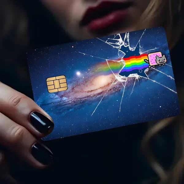 Nyan Cat Нян Кэт Мем Наклейки на банковские карты, матовая противоскользящая набор